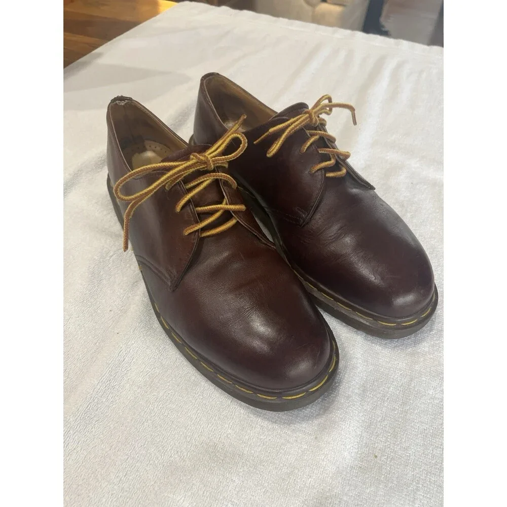 Vtg‎ Dr Martens 1461 Oxblood Smooth Leather 3 Eyes Shoe Air Wair 11